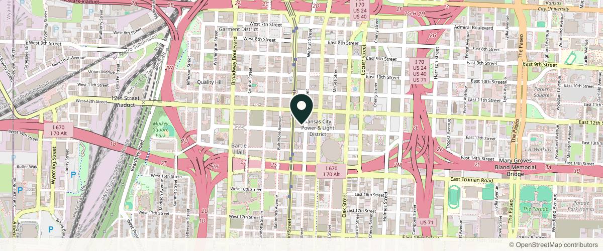 Map showing the exact location of Bare Med Spa at 1230 Walnut St, Kansas City, MO 64106, USA