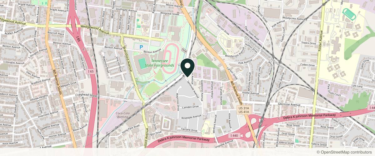 Map showing the exact location of Bare Skin at 1904 Seminole Ave, Nashville, TN 37211, USA