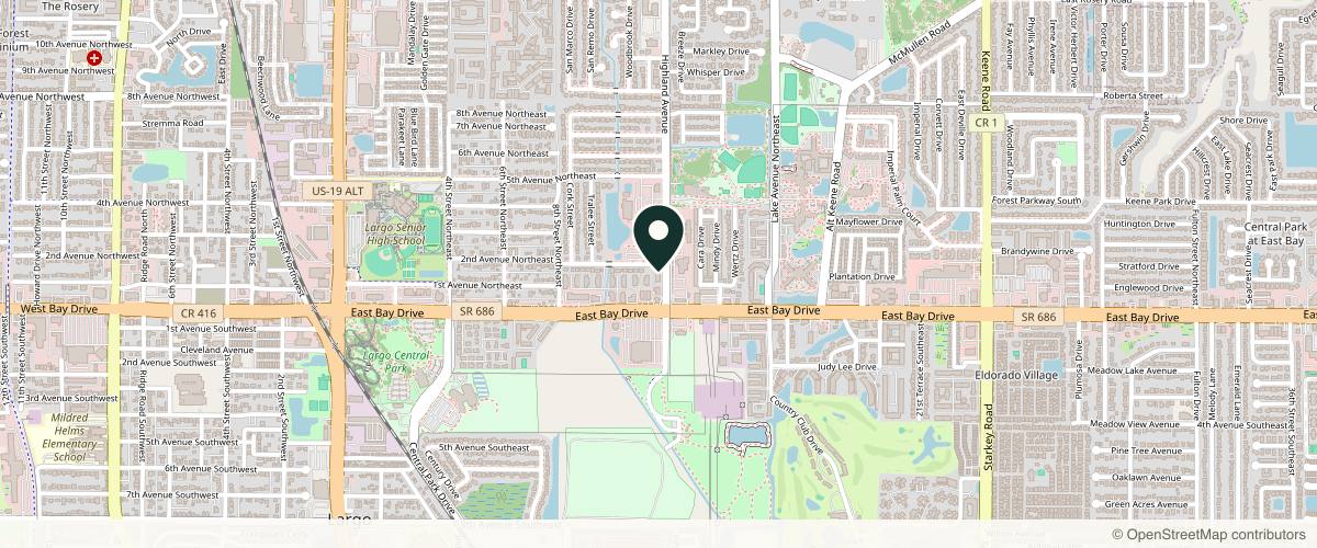 Map showing the exact location of Bay Dermatology at 115 Highland Avenue N.E, 115 Highland Ave Ste A, Largo, FL 33770