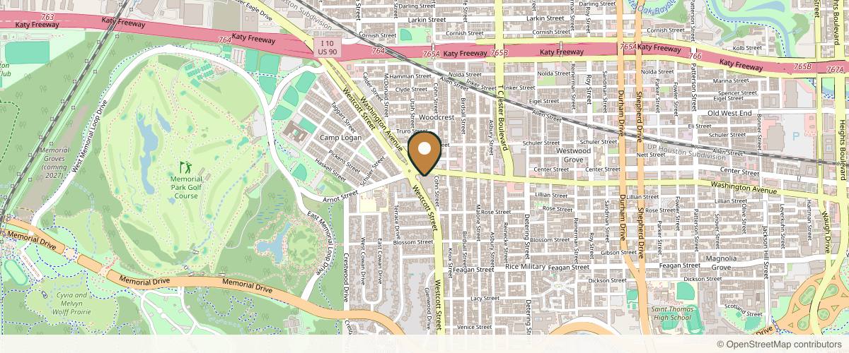 Map showing the exact location of BCRN Aesthetics MedSpa at 6001 Washington Ave Ste #500, Houston, TX 77007, USA