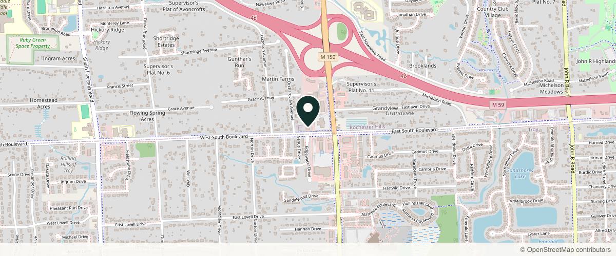 Map showing the exact location of Be Medi Spa at 110 W South Blvd #101, Rochester Hills, MI 48307, USA