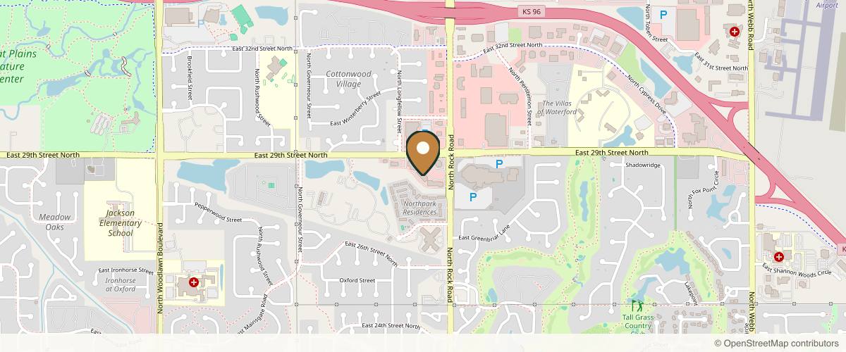 Map showing the exact location of Beau Monde Spa and Boutique at 2939 N Rock Rd, Wichita, KS 67226, USA