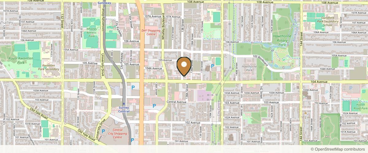 Map showing the exact location of Beautiful Canadian Laser and Skincare Clinic (Partner of Dermapure Group) at 13805 104 Ave #101, Surrey, BC V3T 1W7, Canada