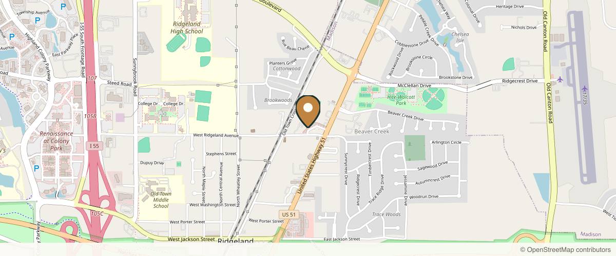 Map showing the exact location of Beautiful Minds Medical Aesthetics at 637 US-51 Ste b, Ridgeland, MS 39157, USA