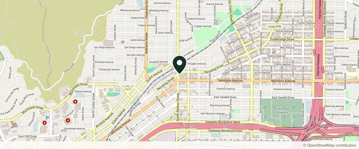 Map showing the exact location of BeautiqueMD at 2900 Pershing Dr Ste O, El Paso, TX 79903, USA