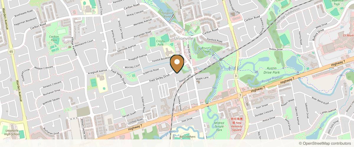 Map showing the exact location of BEAUTITUDE Medical Aesthetics at 18 Fred Varley Dr Unit 4, Markham, ON L3R 1S4, Canada