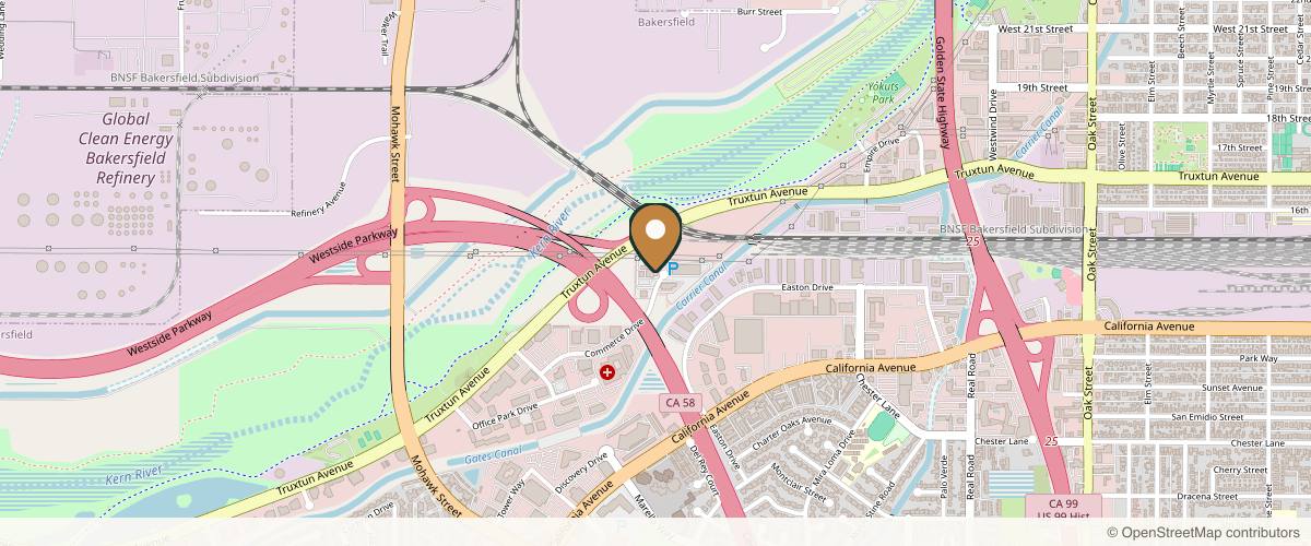 Map showing the exact location of Beautologie Cosmetic Surgery, Medical Aesthetics & Wellness at 4850 Commerce Dr, Bakersfield, CA 93309, USA