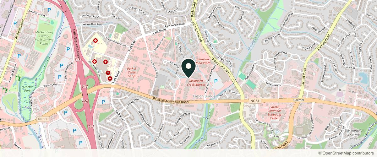 Map showing the exact location of Beautox and Fillers of Charlotte at 8324 Pineville-Matthews Rd Ste 204, Charlotte, NC 28226, USA