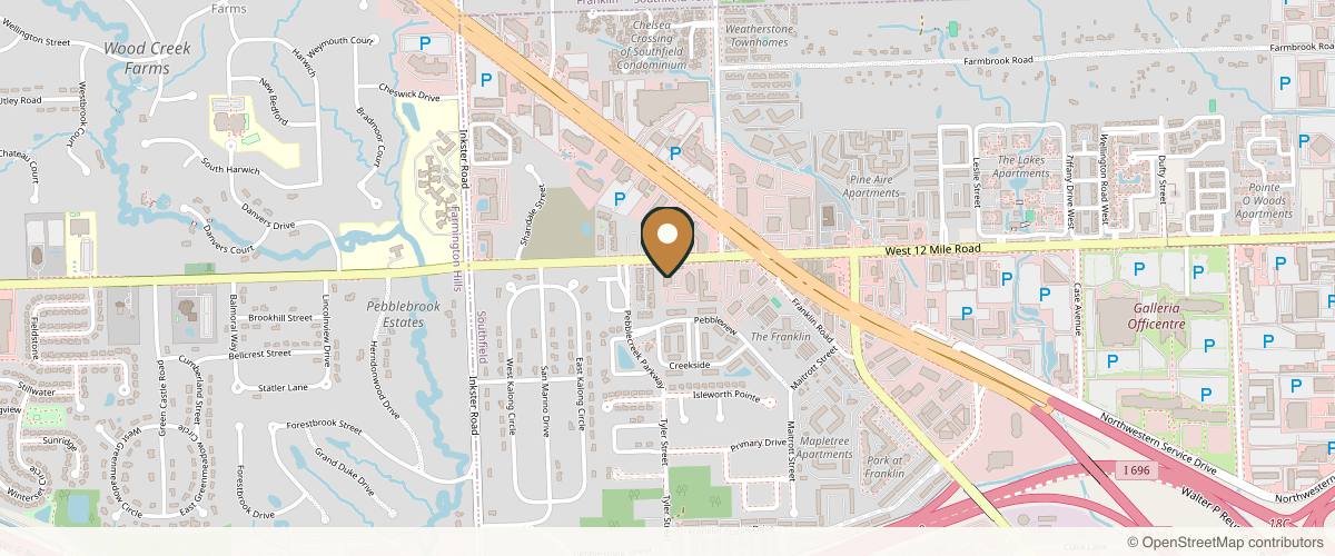 Map showing the exact location of BEAUTY AND GLAMOUR MED SPA PLLC at 26771 W 12 Mile Rd, Southfield, MI 48034, USA