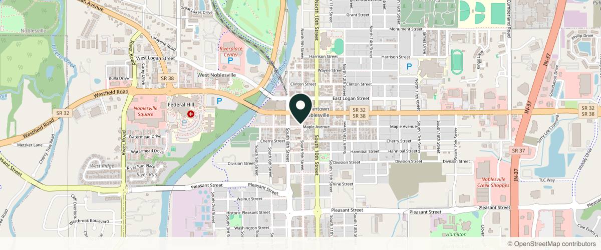 Map showing the exact location of Beauty & Grace Aesthetics at 93 S 9th St, Noblesville, IN 46060, USA