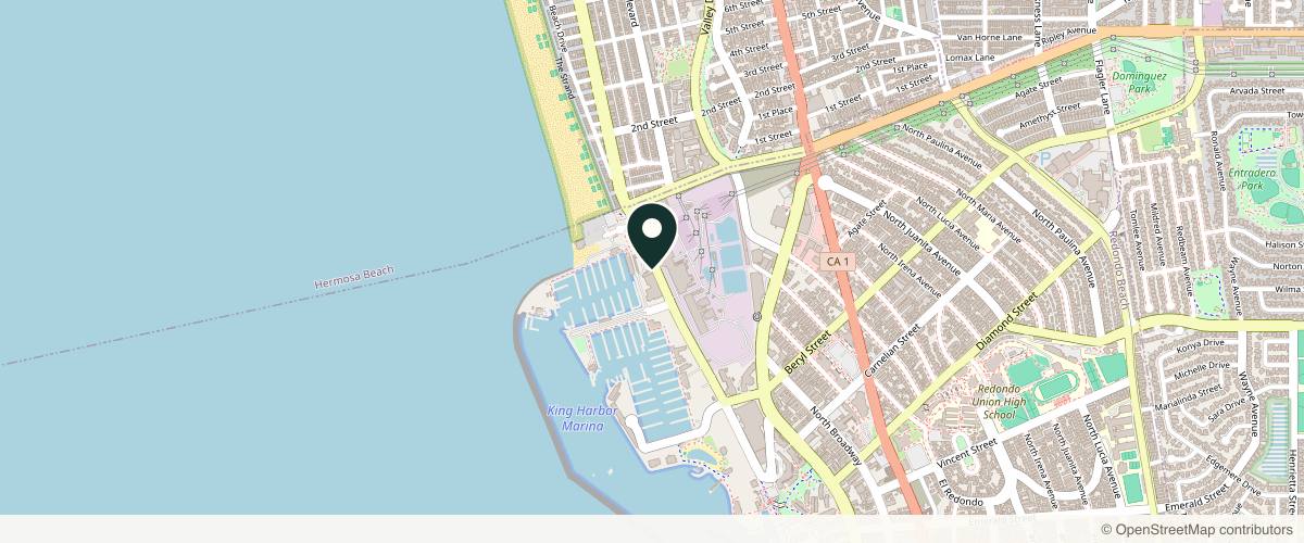 Map showing the exact location of Beauty at the Bay Medical Spa at 831 N Harbor Dr, Redondo Beach, CA 90277, USA
