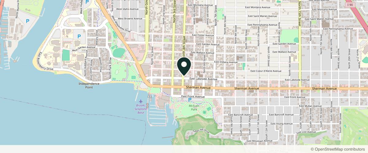 Map showing the exact location of Beauty at the Lake at 204 N 4th St, Coeur d'Alene, ID 83814, USA