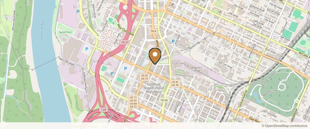 Map showing the exact location of beauty Bar at Southern Surgical Arts | Chattanooga at 1405 Cowart St #301, Chattanooga, TN 37408, USA