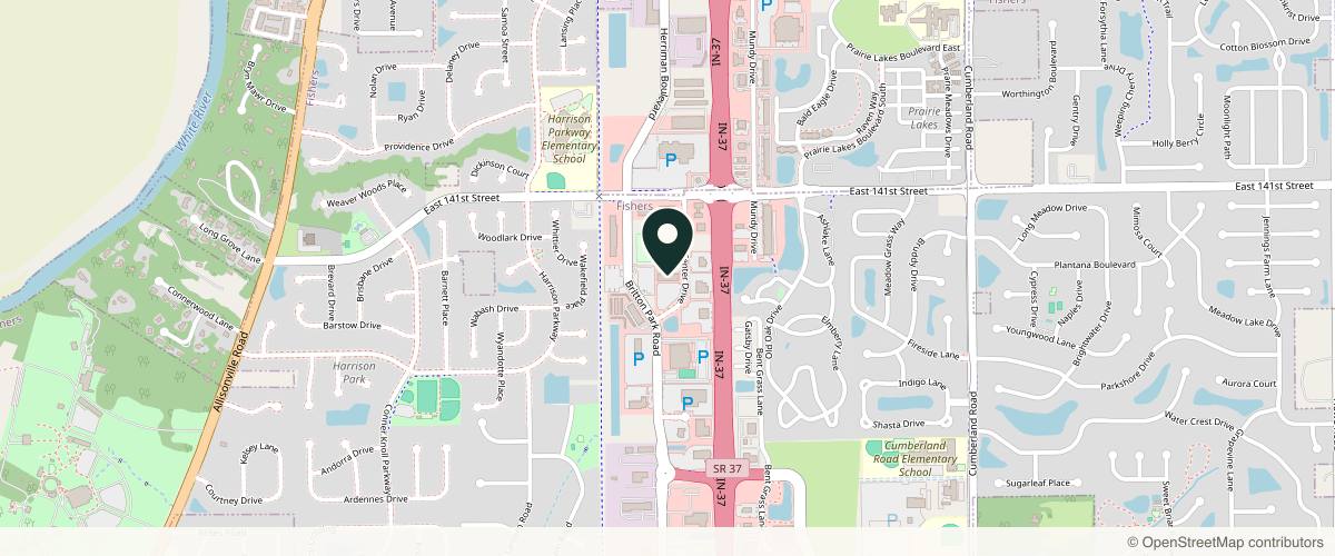 Map showing the exact location of Beauty by Blume - Kristen L. Blume MD at 14074 Trade Center Dr Ste 214, Fishers, IN 46038, USA
