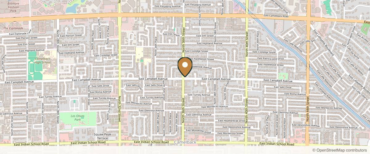 Map showing the exact location of Beauty By RN Medical Aesthetics at 3602 E Campbell Ave Ste 2A, Phoenix, AZ 85018, USA