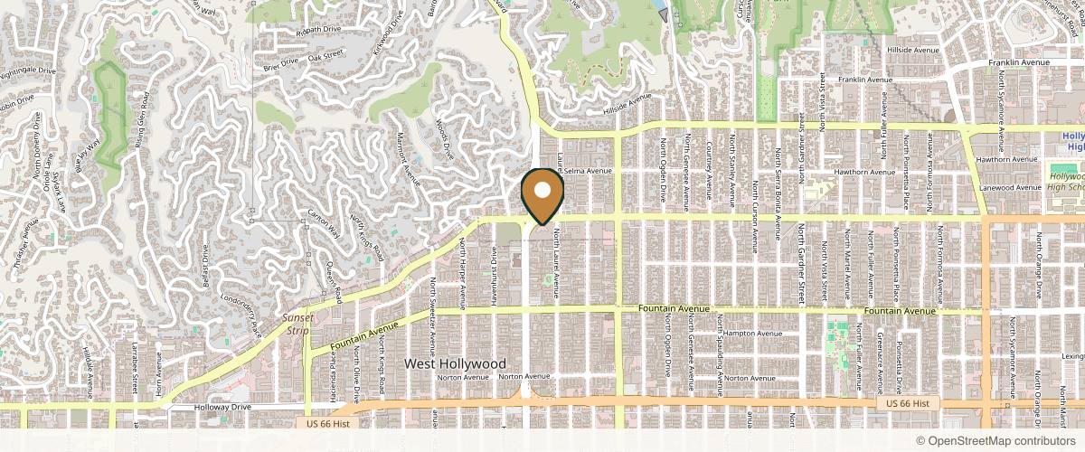 Map showing the exact location of Beauty FX by Jamison at 8000 Sunset Blvd Ste B200, #20, West Hollywood, CA 90046, USA