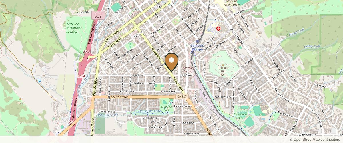 Map showing the exact location of Beauty Poet at 1920 Broad St, San Luis Obispo, CA 93401, USA