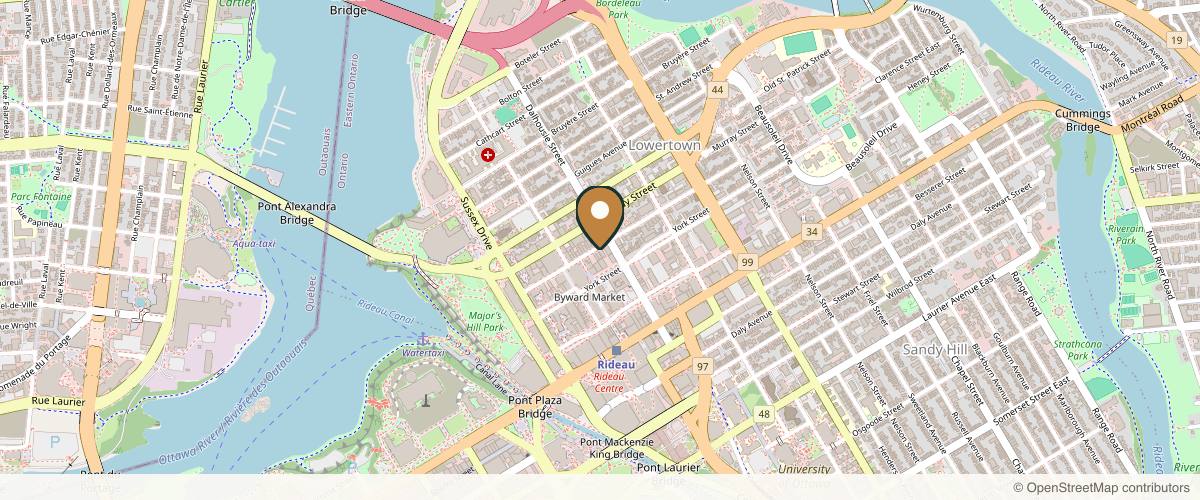Map showing the exact location of Beauty Sekrets Ottawa at 110 Clarence St. Unit A, Ottawa, ON K1N 5P6, Canada