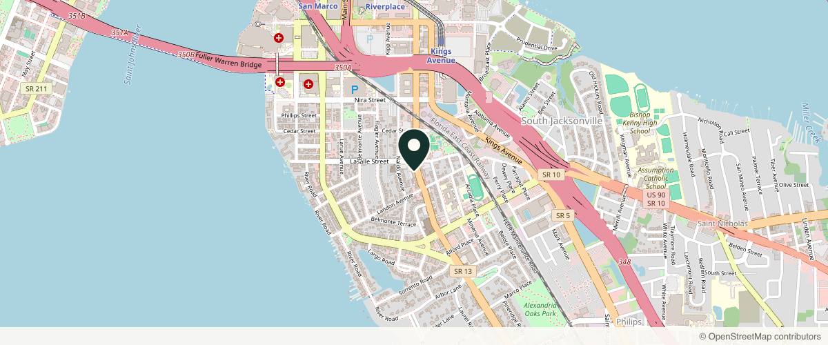 Map showing the exact location of Beauty Theory at 1626 Hendricks Ave, Jacksonville, FL 32207, USA