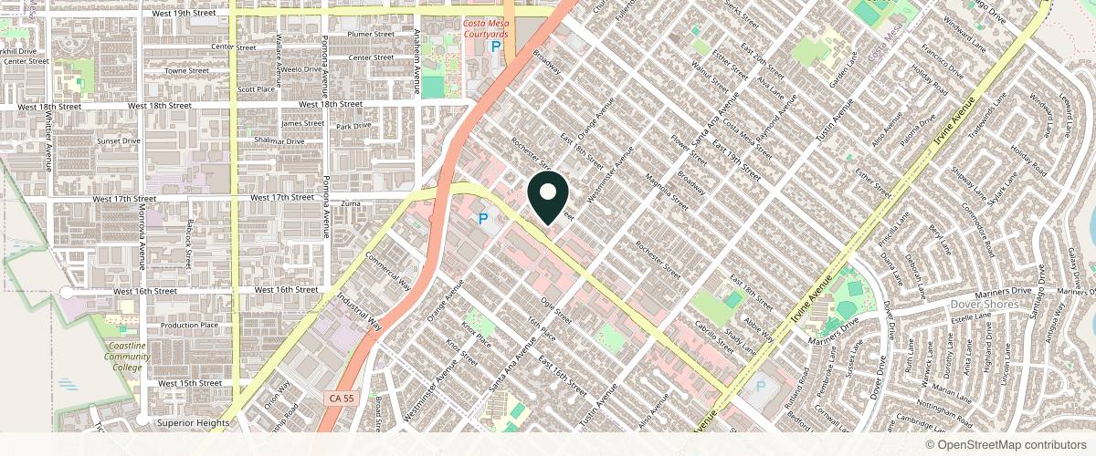 Map showing the exact location of Beauty With A Mission - Orange County's Premier Medical Spa at 234 E 17th St #112, Costa Mesa, CA 92627, USA