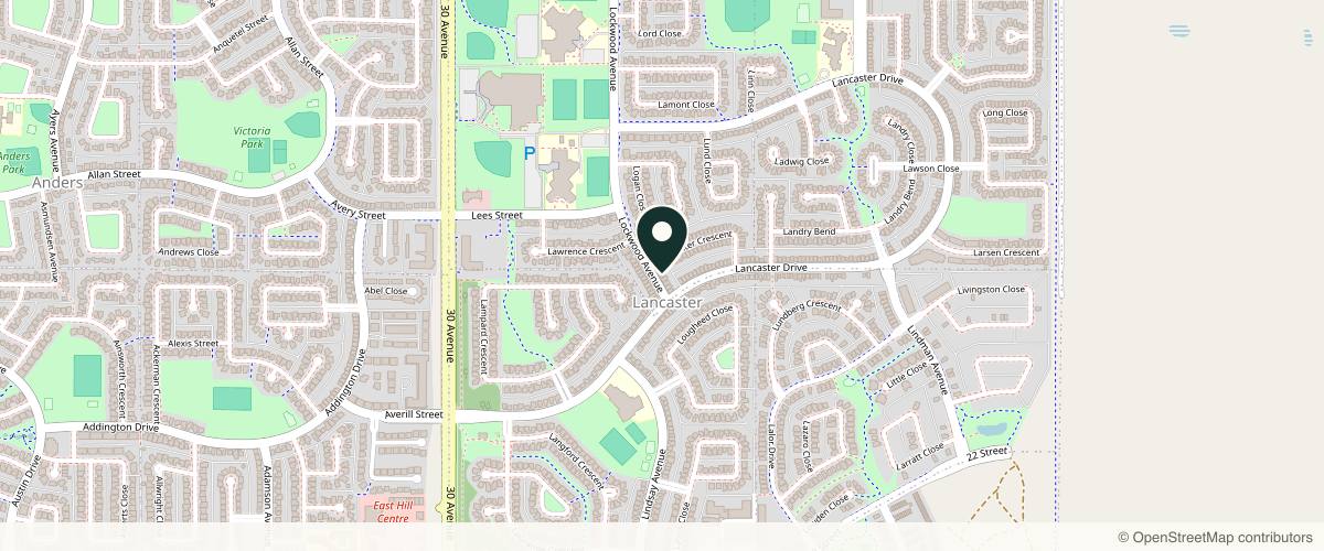 Map showing the exact location of BeautyBlast Aesthetics at 19 Lockwood Ave, Red Deer, AB T4R 2R3, Canada