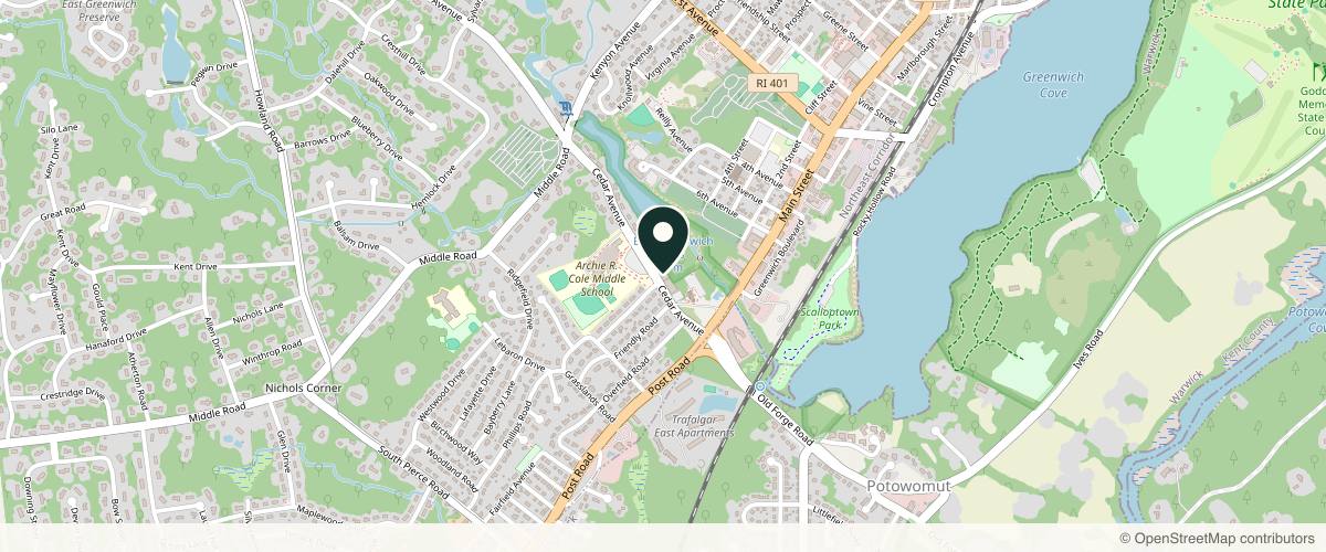 Map showing the exact location of Bel Viso Medical Spa at 63 Cedar Ave #7, East Greenwich, RI 02818, USA