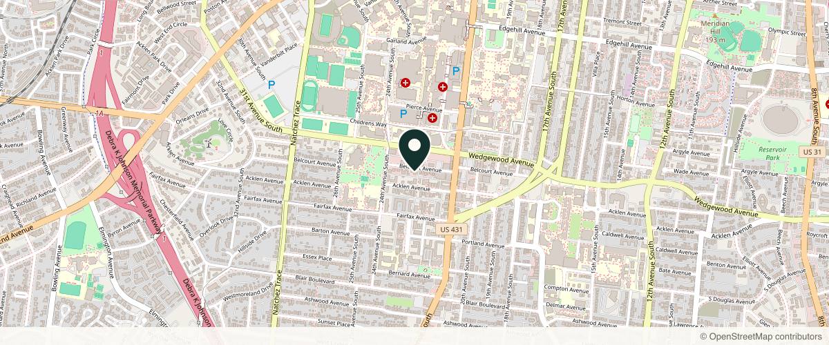 Map showing the exact location of Belcourt Aesthetics at 2129 Belcourt Ave, Nashville, TN 37212, USA