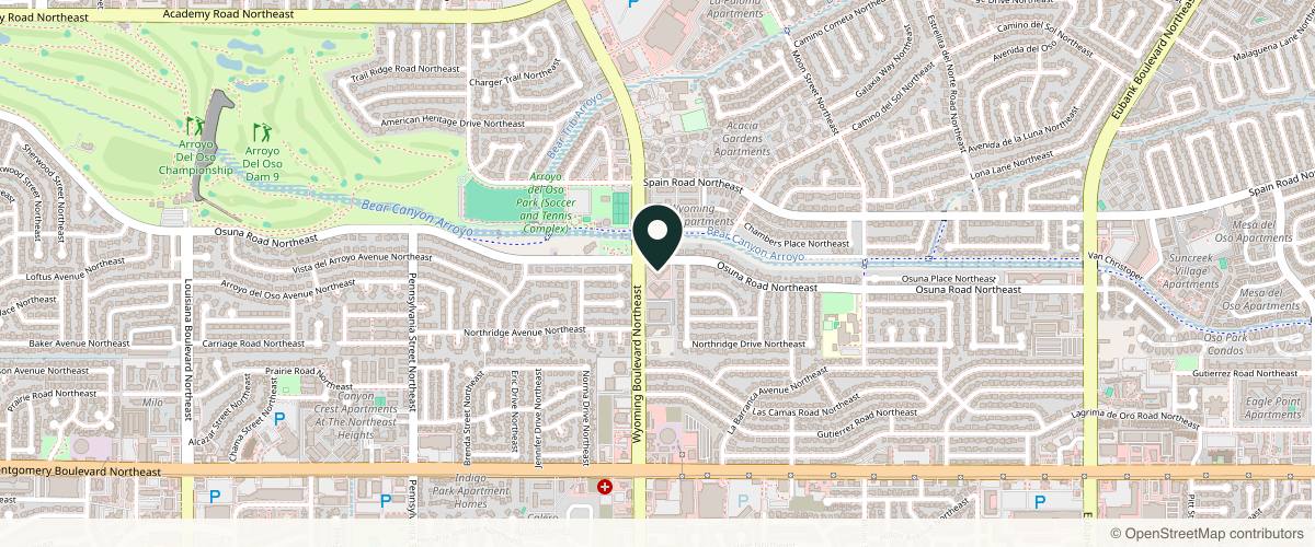 Map showing the exact location of Bella Aesthetica Medical Spa at 8400 Osuna Rd NE Suite 6B, Albuquerque, NM 87111, USA