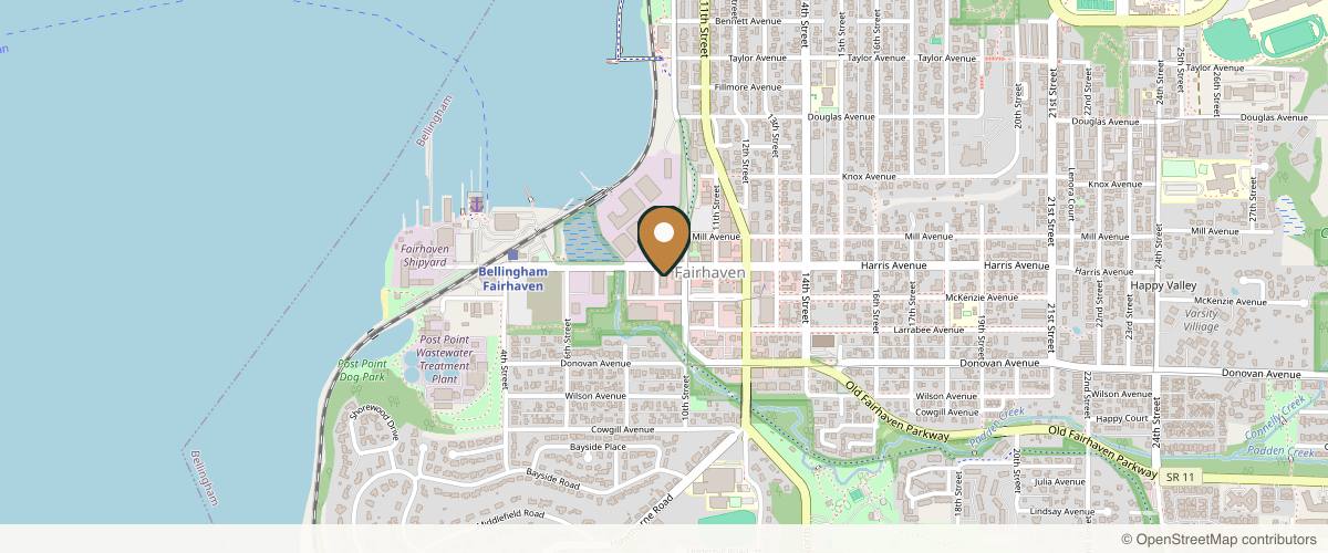 Map showing the exact location of Bella Body & Sol A D-Light Therapy Tanning Salon & Organic Spa at 910 Harris Ave STE 103, Bellingham, WA 98225, USA
