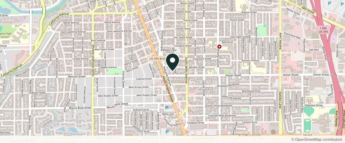 Map showing the exact location of Bella Grey Medical Spa at 139 Vassar St, Reno, NV 89502, USA
