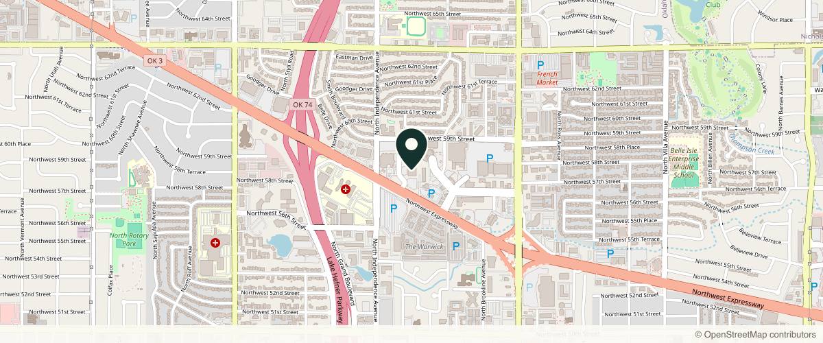 Map showing the exact location of Bella Luce Med Spa at 3209 Northwest Expy C, Oklahoma City, OK 73112, USA