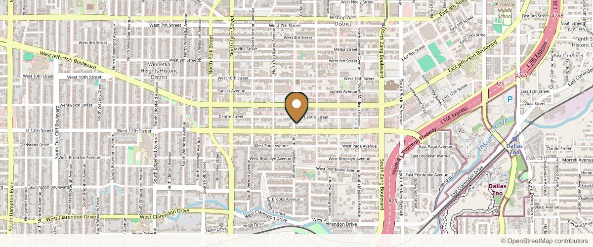Map showing the exact location of Bella MedSpa - Dallas MedSpa at 412 S Llewellyn Ave #150, Dallas, TX 75208, USA