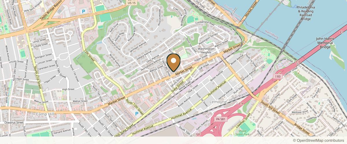Map showing the exact location of Bella Medspa at 717 Market St #102, Lemoyne, PA 17043, USA