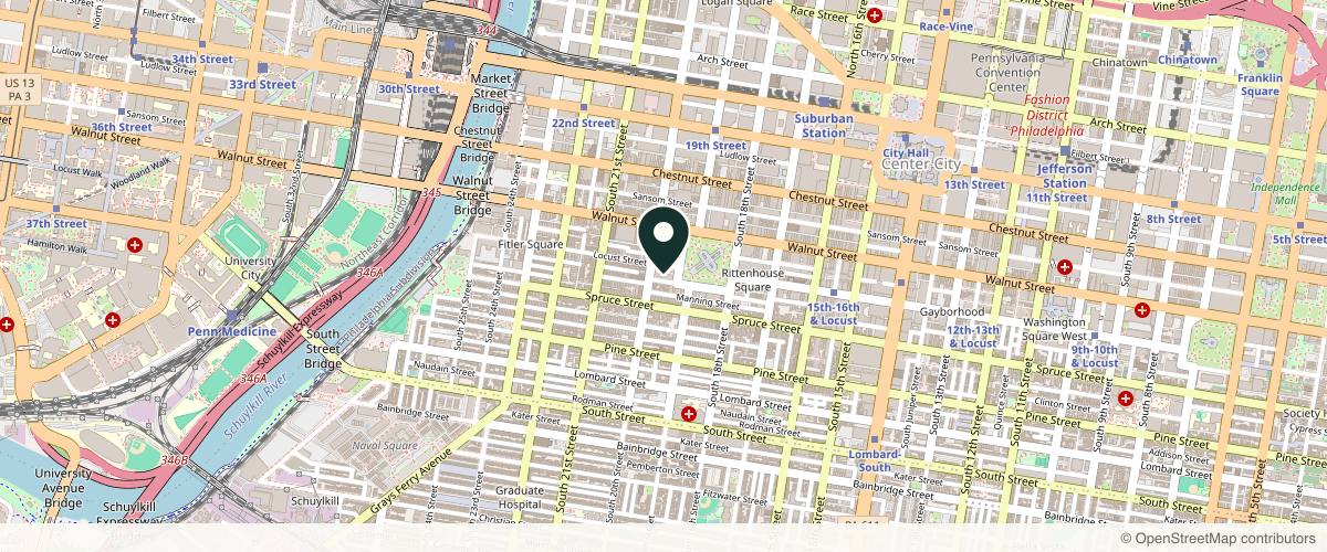 Map showing the exact location of Bella Medspa at 226 W Rittenhouse Square suite 101, Philadelphia, PA 19103, USA
