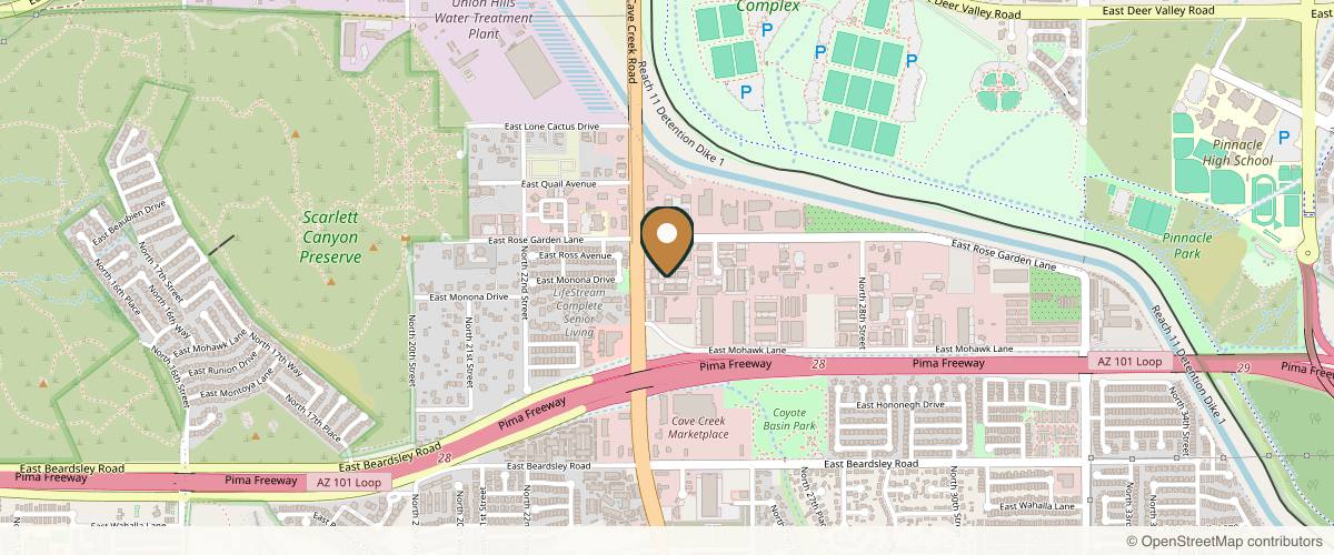 Map showing the exact location of Bellagio Med Spa Cave Creek at 20827 N Cave Creek Rd #106, Phoenix, AZ 85024, USA