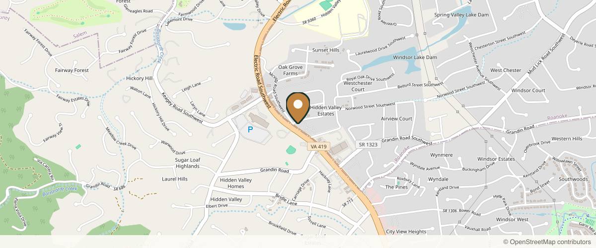 Map showing the exact location of Belle Santé Cosmetic Day Spa at 1906 Electric Rd, Roanoke, VA 24018, USA