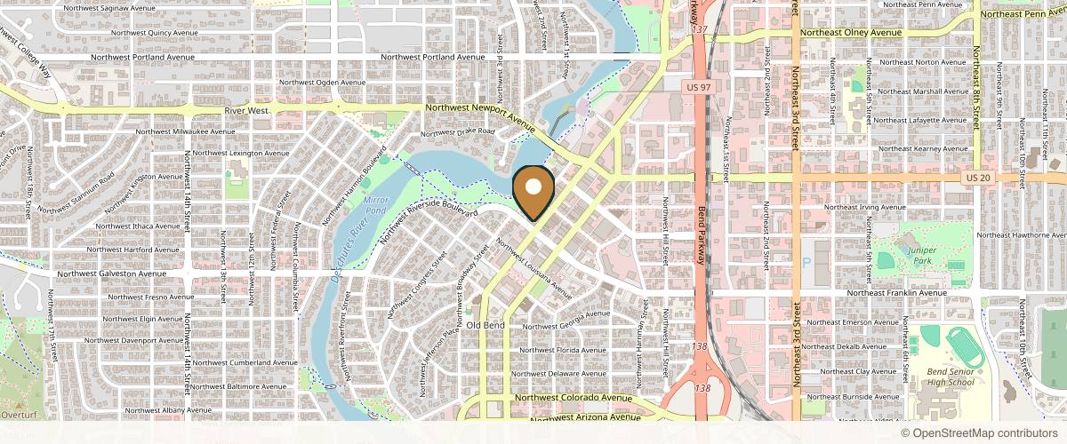 Map showing the exact location of Bend Beauty Spa at 809 NW Wall St, Bend, OR 97703, USA
