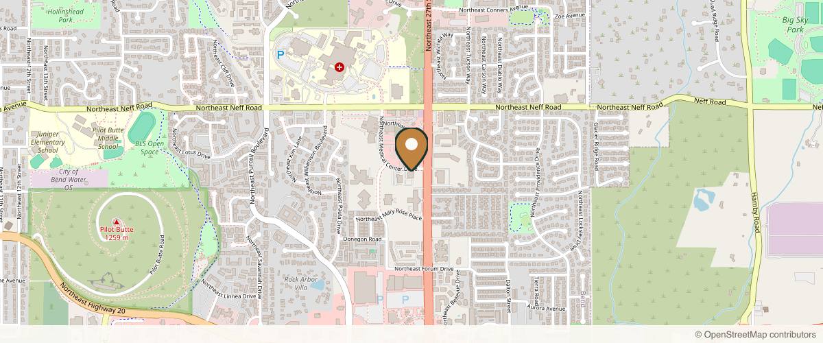 Map showing the exact location of Bend Plastic Surgery at 1239 NE Medical Center Dr #240, Bend, OR 97701, USA