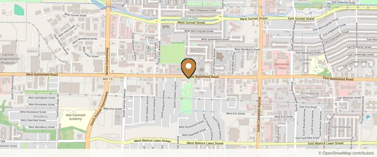 Map showing the exact location of Bentley Skincare & Wellness at 1016 W Battlefield Rd, Springfield, MO 65807, USA