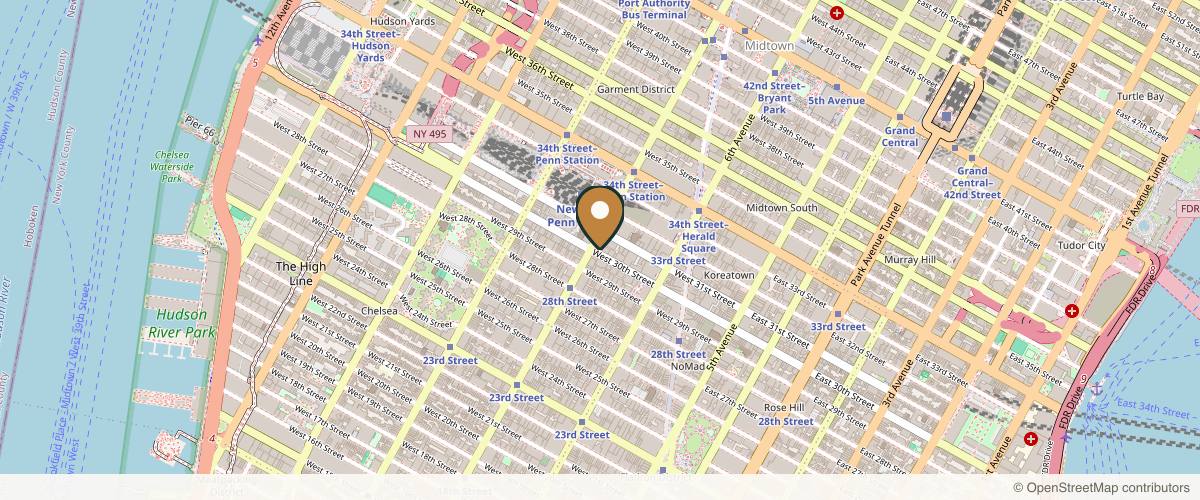 Map showing the exact location of BeRejuved Medical Spa & Wellness Studio - NYC at 363 7th Ave Suite 11R, New York, NY 10001, USA