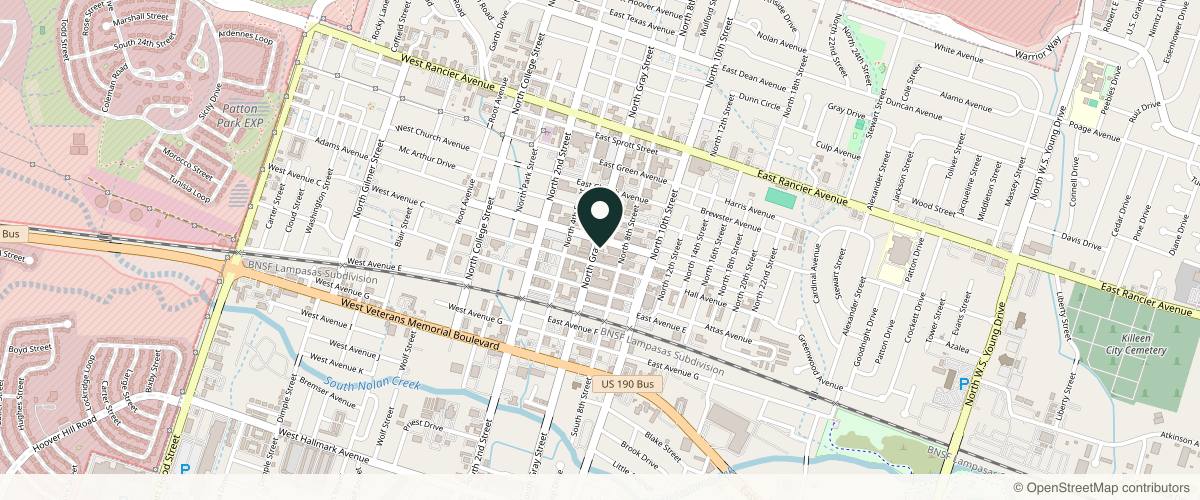 Map showing the exact location of Besos Aesthetics at 416 N Gray St, Killeen, TX 76541, USA