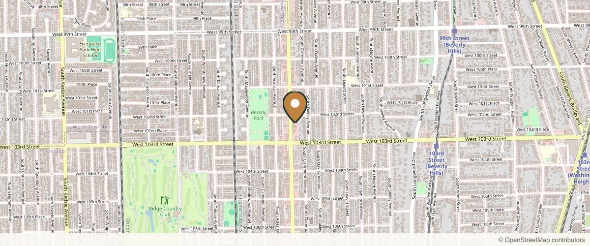 Map showing the exact location of Beverly Botox at 10215 S Western Ave Ste 2D, Chicago, IL 60643, USA