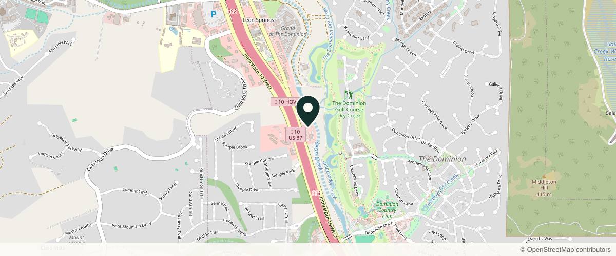 Map showing the exact location of Beverly Hills Rejuvenation Center - Dominion, San Antonio at 23110 W Interstate 10 Frontage Rd Ste 203, San Antonio, TX 78257, USA