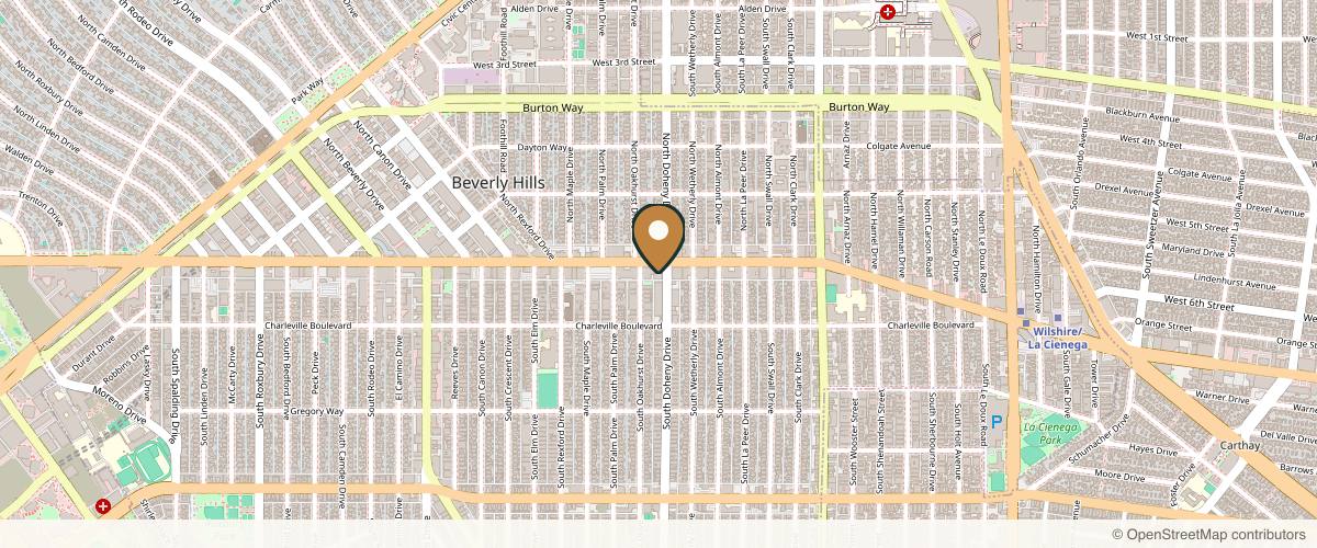 Map showing the exact location of Beverly Wilshire Aesthetics Beverly Hills Medical Spa at 9100 Wilshire Blvd Suite 363 W, Beverly Hills, CA 90212, USA