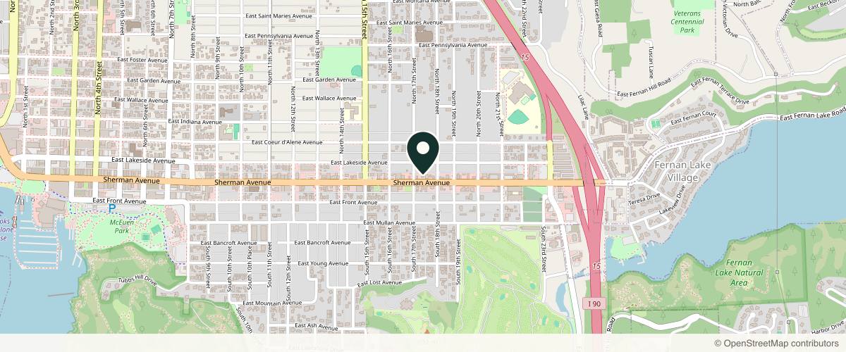 Map showing the exact location of Beyond Beauty Med Spa at 1713 E Sherman Ave, Coeur d'Alene, ID 83814, USA