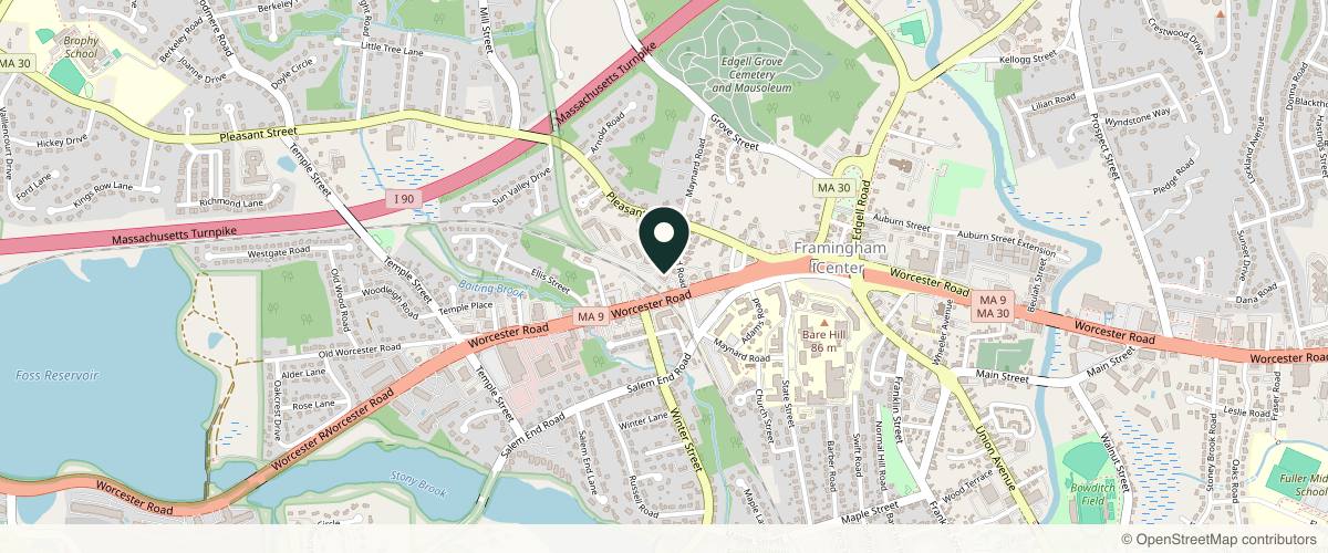 Map showing the exact location of Beyond Medical Aesthetics at 1071 Worcester Rd #3A, Framingham, MA 01701, USA