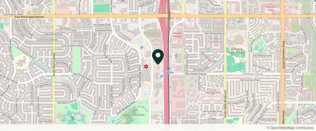 Map showing the exact location of Beyond Skin Dermatology at 1444 S Potomac St Ste 240, Aurora, CO 80012