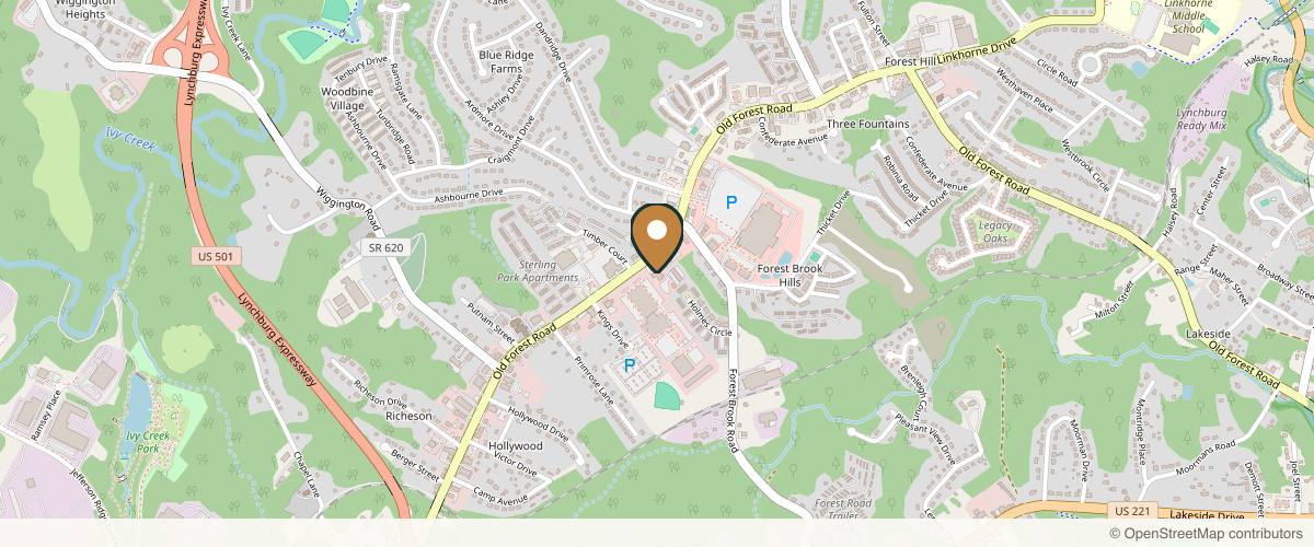Map showing the exact location of Beyond The Surface Permanent Makeup at 3311 Old Forest Rd Unit 104, Lynchburg, VA 24501, USA