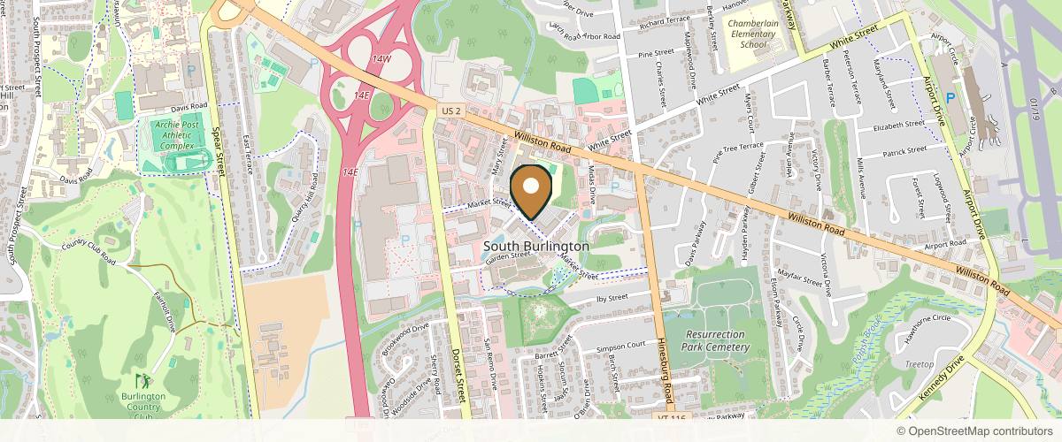 Map showing the exact location of Bijou Blu Medical and Wellness at 234 Market St #05403, South Burlington, VT 05403, USA