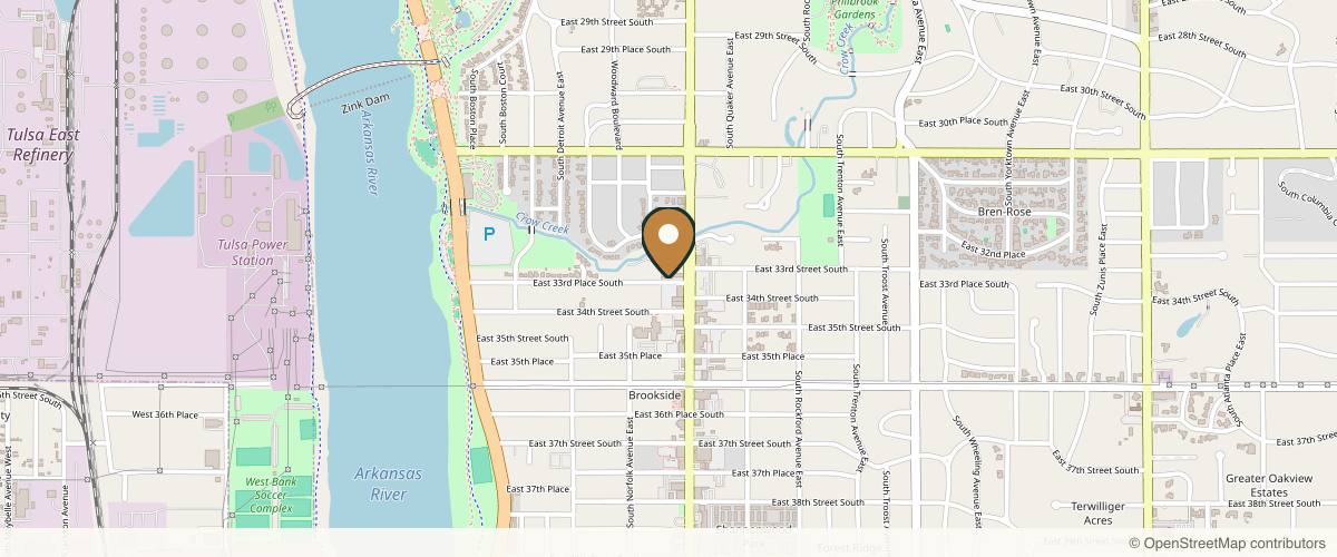 Map showing the exact location of Blank Med Spa LLC at 1135 E 33rd Pl, Tulsa, OK 74105, USA